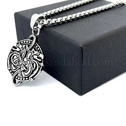 Collares con colgante de dragón vikingo nórdico de acero inoxidable 304 para hombres y mujeres.&nbsp;QO1478