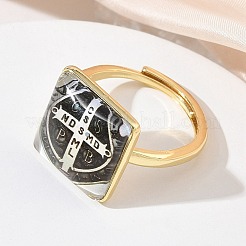 Offene Manschettenringe aus Messing-Epoxidharz für Damen&nbsp;RJEW-K264-17G-01