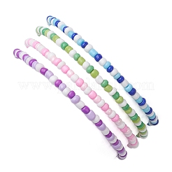 4 braccialetto elasticizzato con perline di semi di vetro e cuore acrilico in 4 colori&nbsp;BJEW-JB10528