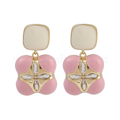 Blumenohrstecker aus Messing-Emaille für Damen&nbsp;EJEW-Q391-19G