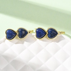 Boucles d'oreilles puces en lapis-lazuli naturel en forme de cœur pour la Saint-Valentin&nbsp;EJEW-T053-01G-12