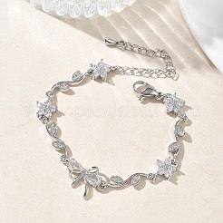 Bracelets à maillons en laiton micro pavé de zircones cubiques pour femmes&nbsp;BJEW-C156-04E-04P