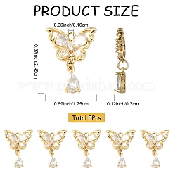 5 pièces en laiton micro pavé pendentifs en zircone cubique claire&nbsp;KK-YW0003-65