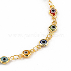 Messing bösen Blick Bunte Malerei Gliederkette Ketten&nbsp;NJEW-JN02948