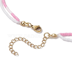 Collares de doble capa con cuentas de vidrio&nbsp;NJEW-MZ00070-02