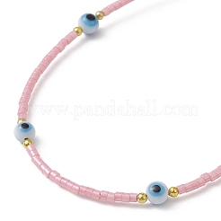 Bracelet en perles de verre et lampwork contre le mauvais œil avec fermoirs en acier inoxydable 304 plaqué or 18 carat&nbsp;BJEW-JB09998-02