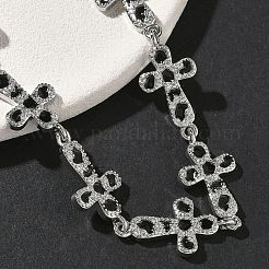 Messing-Emaille-Mikropflaster-Armbänder mit klaren Zirkonia-Kreuzgliedern für Damen&nbsp;BJEW-G764-02P