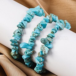 Unisex-Chip-Stretch-Armbänder aus synthetischen türkisfarbenen (gefärbten) Perlen&nbsp;BJEW-S143-05