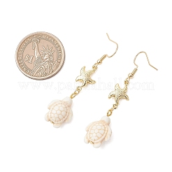 2 paire de boucles d'oreilles pendantes en acier inoxydable et coquillage naturel&nbsp;EJEW-JE06935