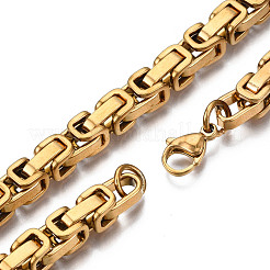 Bracelets à chaîne byzantine en acier inoxydable avec placage ionique (IP) 201&nbsp;BJEW-S057-89A-01