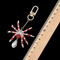 Decorazioni di Halloween a forma di ragno in vetro e ciondolo in acciaio inossidabile 304&nbsp;HJEW-JM05040