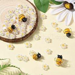5 Stück handgefertigte 3D-Bienen-Bunte Malerei-Perlen & 50 Stück Blumen-Millefiori-Glasperlen-Sets&nbsp;LAMP-YW0001-63