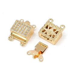 Fermoirs en laiton micro pavé de zircone cubique transparente&nbsp;KK-L255-02G-02