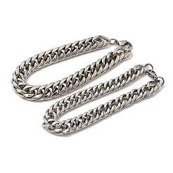 Armbänder aus 201 Edelstahl-Kubagliederketten für Damen und Herren&nbsp;STAS-T077-21P-01