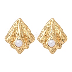 Boucles d'oreilles à tige en acier inoxydable 304 et perles en plastique ABS&nbsp;STAS-D368-01B-G