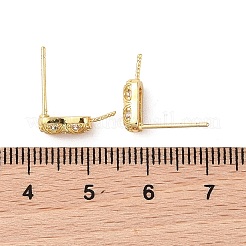 Orecchini a bottone in ottone con zirconi cubici a forma di rombo&nbsp;KK-B087-06G