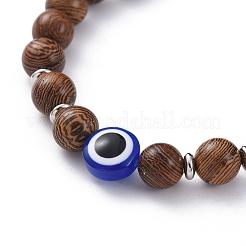 Bracelets extensibles en perles de bois unisexes&nbsp;BJEW-JB04956