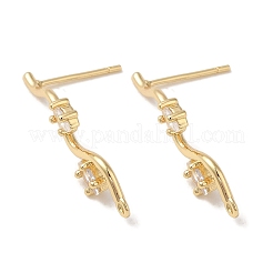 Ohrstecker aus Messing mit klaren Zirkonia-Ohrsteckern&nbsp;KK-G499-02G
