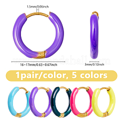 5 paio di orecchini a cerchio in acciaio inossidabile 316 smaltato a 5 colori&nbsp;EJEW-DC0001-39B