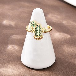 Manschettenringe aus Messing mit Mikropavé-Zirkonia für Damen&nbsp;RJEW-A088-07G