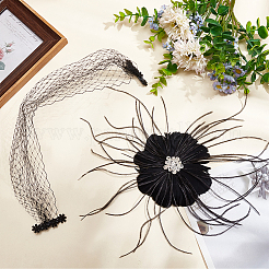 Braut Hochzeit Mesh Feder Fascinator Hüte Haarspangen&nbsp;OHAR-WH0011-47B