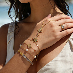 Braccialetti estivi da donna in acciaio inossidabile 304 con maglie a stella e strass di cristallo.&nbsp;SA-CBAAE04-04G