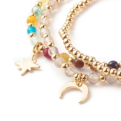 Natürliche Achat runden Perlen Stretch-Armbänder&nbsp;BJEW-JB07294-01