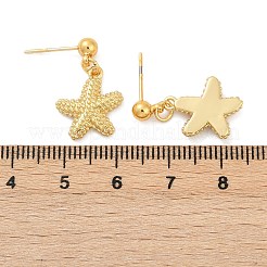 Ohrstecker aus Messing in Muschelform mit Seestern&nbsp;EJEW-Z115-02G