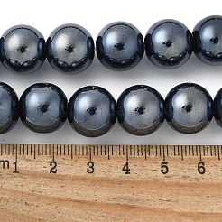 Galvanisieren Sie runde Perlenstränge aus perlmuttfarbenem Glas&nbsp;X-EGLA-U002-01A