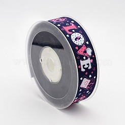 Valentinstag Wort Liebe gedruckt Polyester Grosgrainbänder für Geschenkverpackungen&nbsp;SRIB-F001-02F