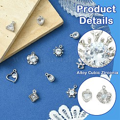 10 pz 10 stili lega micro pavé zirconia cubica trasparente ciondoli&nbsp;ZIRC-YW0001-13