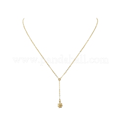 Collier lariat pendentif soleil en laiton avec chaînes câblées pour femme&nbsp;NJEW-JN04141
