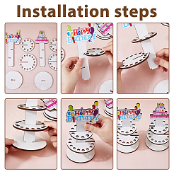 2 Stück 2 Stile 3-stöckiger Cupcake-Ständer aus Holz&nbsp;DIY-DC0003-99