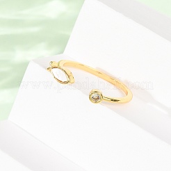 Anelli per polsini da donna in ottone con micro pavé di zirconi cubici&nbsp;RJEW-K309-39D-G