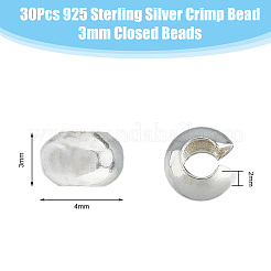 30 Stück 925 Sterling Silber Crimpperlen Abdeckungen&nbsp;STER-DC0001-32