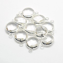 Connecteurs de liens en verre en laiton plaqué argent&nbsp;GLAA-J011B-S