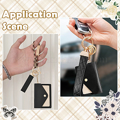 2 porte-cartes rectangulaire en cuir PVC avec 2 porte-clés en alliage de fibre et tournevis&nbsp;ABAG-SC0001-04