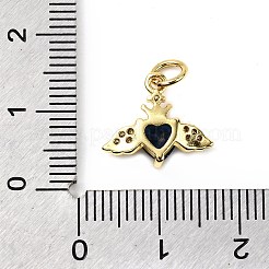 Breloques en forme de cœur avec ailes en laiton micro pavé de zircones cubiques&nbsp;KK-C134-22G