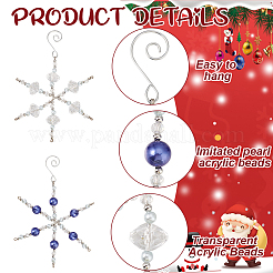 Decorazione pendente in vetro con fiocco di neve 6 pz 2 stili&nbsp;HJEW-GO00048