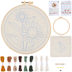 Starter kit per ricamo con punch a motivo floreale&nbsp;DIY-WH20007-743A