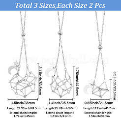 6 Stück 3 Stile 304 Edelstahl leere Makramee Beutel Stern Mond Anhänger Kabel Kette Halskette machen&nbsp;NJEW-SC0001-87