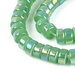 Couleur ab perles imitation plaqué jade de fils de verre&nbsp;GLAA-T026-3x6mm-J03