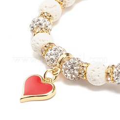 2 pz 2 colori braccialetti elastici in pietra lavica naturale con perline di strass&nbsp;BJEW-JB07723