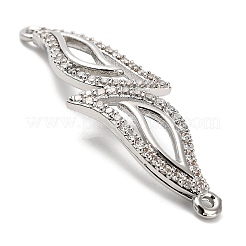 Messing Micro Pave klare Zirkonia Doppelblätter Verbinder Charms&nbsp;KK-L229-057P