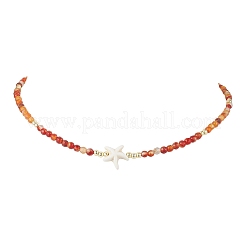 Colliers de perles rondes en cornaline naturelle pour la plage d'été&nbsp;NJEW-JN05262-04