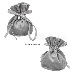 Samtschmucktaschen mit Kordelzug und Plastikimitatperle&nbsp;TP-CJC0001-03F