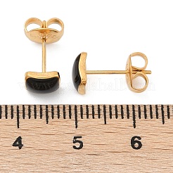 Orecchini a bottone in acciaio inossidabile smaltato 304&nbsp;EJEW-U045-02G-02