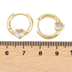 Boucles d'oreilles créoles en laiton avec zircons cubiques transparents à micro pavé&nbsp;EJEW-D348-13G