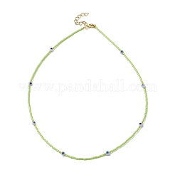 Collana con perline di vetro e malocchio lavorato a lume con fermagli in acciaio inossidabile 304 placcato oro 18k&nbsp;NJEW-JN04597