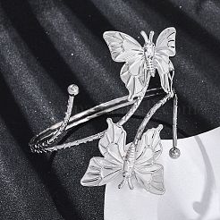 Armreifen mit Schmetterlings-Motiv aus Legierung für Mädchen und Frauen&nbsp;LS-AJEW-A063-01H-P